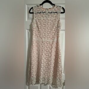 Women's Elie Tahari 'Ophelia' Floral Lace Dress, Size 6 - White and Pink‎